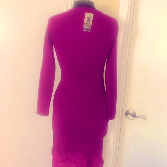 New Item: Sophia Vergara NWT pink sweater long sleeves lace trim dress s… - Picture 4 of 5